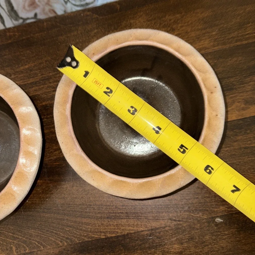 Vtg Rowe Pottery Garlic Apple Onion Bakers Set of 2 1990 Stoneware Handcrafted